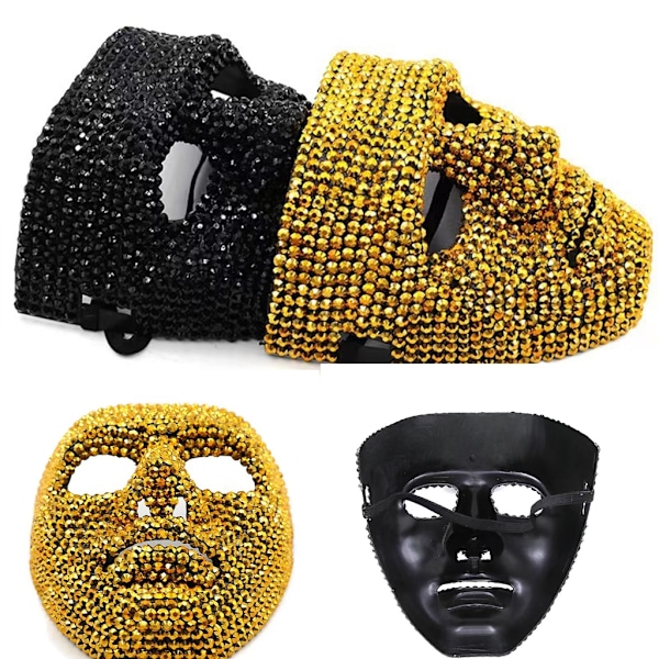 Fashion Panama Hatt & Mask Kostym Set Halloween Fest Kostym Tillbehör Black