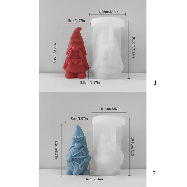 Kærlighedshjerte Gnome Silikoneforme Epoxy Resin Form Nonstick Håndværk Lysform Combination