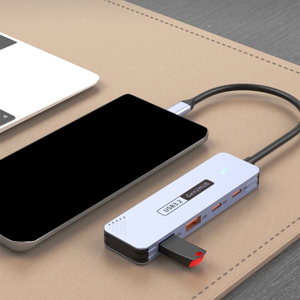 USB C Aluminium 10Gbps Dataöverföring 2x Typ C+2x USB Multifunktionell Adapter