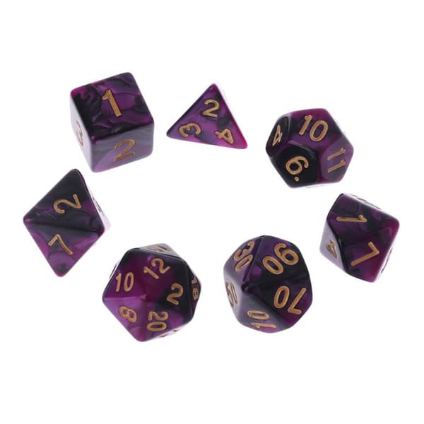 49 stk. Assorterede polyedriske terninger i resin med pose til DND RPG spil D4 D6 D8