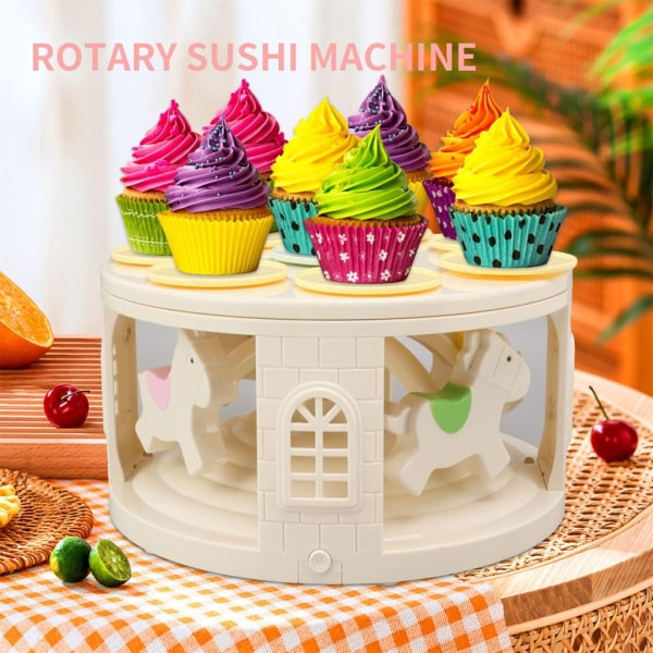 Musikkaruseller Roterande Dessertmaskin Automatisk Roterande Sushi Cake Dessert Display Hållare Roterande Maskin