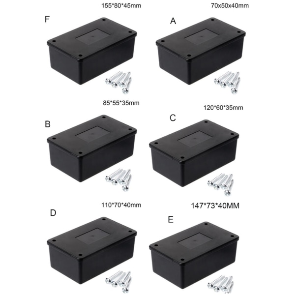 Plastinstrument för case Liten svart för skal Plast Elektronisk projektlåda Universal dammtät elektrisk koppling 70x50x40mm