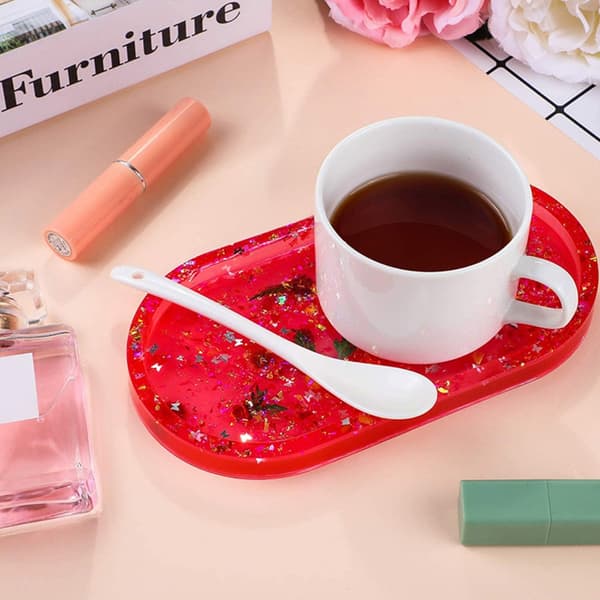 Coaster Resin Molds Silikonebakkeform Oval Epoxy Støbeform til gør-det-selv-håndværk