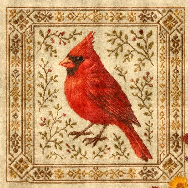 Fågelmönster Broderisats för Hemkonstprojekt Steg-för-steg-guide B