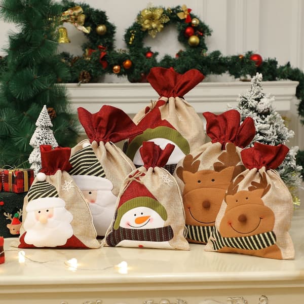 Festival Godtebeholder Julegavepose Bløde Materialer 2 Bærbare Størrelser Festtilbehør Small snowman gift bag