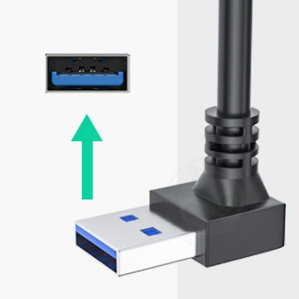 Övre böjd USB3.0-förlängningskabel med omkopplare, USB -hane till hona förlängningskabel Datasynkroniseringslinje för USB fläkt LED-lampa 1m