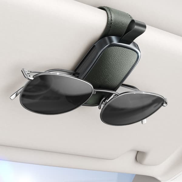 Magnetisk brilleholder til biler Premium læderfinish Nem snap-installation Black