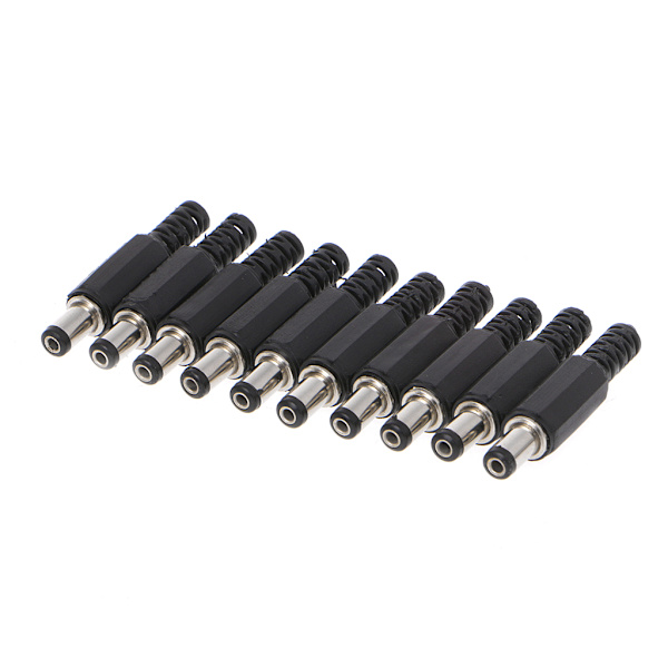 10 st 5,5x2,1 mm Hanar för DC In-Line Plugguttag Jackkontakt Adapter Plast