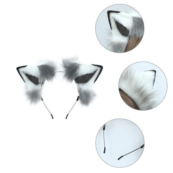 för Creative Simulation Animal Husky Dog Ears Plysch Pannband Animal Cosplay Huvudbonad All-match för Carnival Cosplay Part