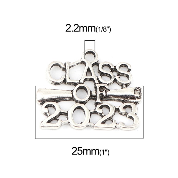 20st/lot 25x20mm Graduation Charm Class OF 2023 Hänge för örhängen Halsband Armband Göra själv smycken Tillbehör White K