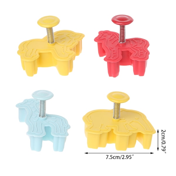 4 st 3D Djur Plastkakor Form Fondant Tårtform Skärare DIY Bakverktyg