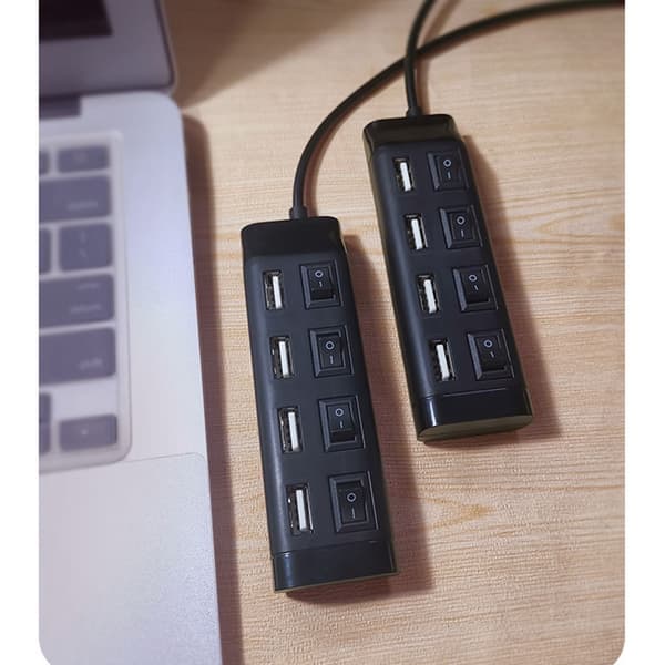 Universal USB-hubb 4 portar USB 2.0 splitteradapterkabel med strömbrytare