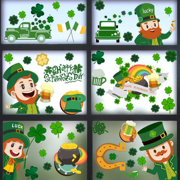 Saint Patrick's Day Sticker Sheets 9 st Irish Festival Clover Decal PVC D