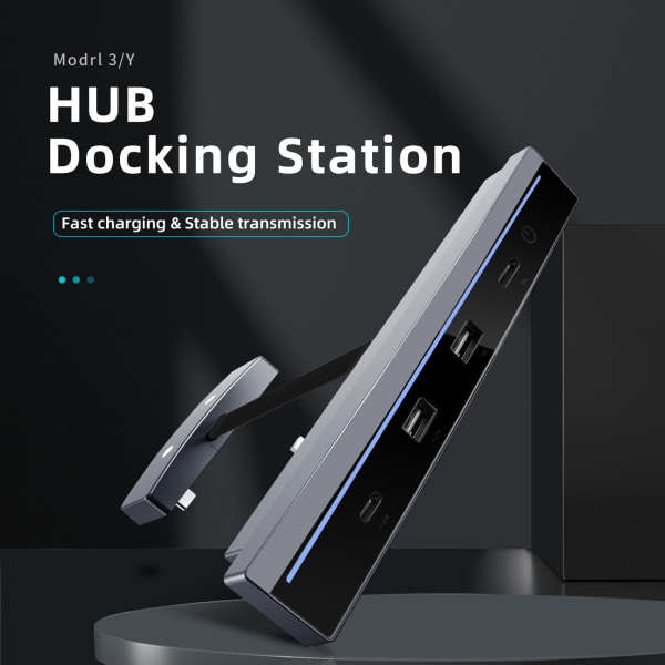 För Model 3 Model Y 27WPD Snabb interiörladdare Intelligent dockningsstation USB Shunt Hub Dekorationstillbehör