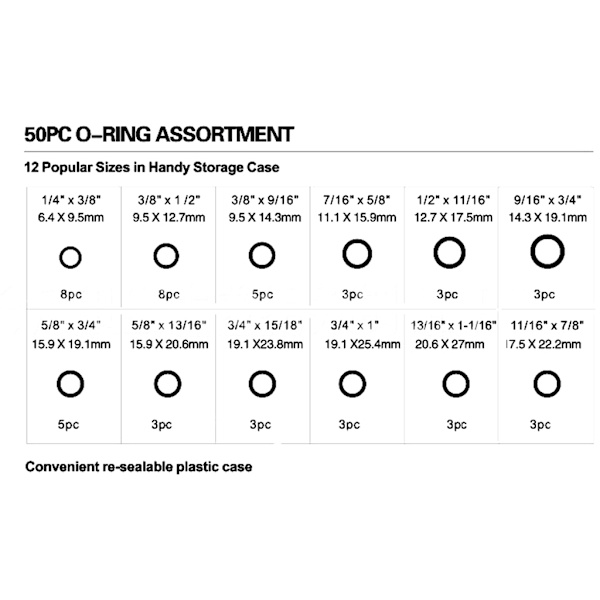 50st Kit caoutchouc O-Ring Tailles pour Diskussion Plomberie Tap Seal Sink Seal