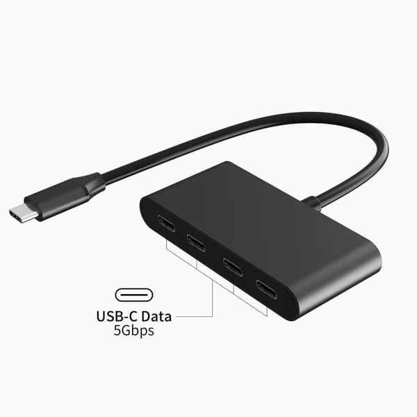 USB C Hubb för Laptop 4 Portar Typ C Splitter Endast Dataöverföring Aluminiumlegering