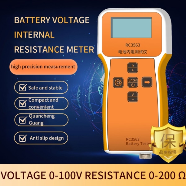 Högprecis 18650 batteri internt motstånd och spänningstestare med LCD-skärm 0-100v, 0-200Ω testintervall