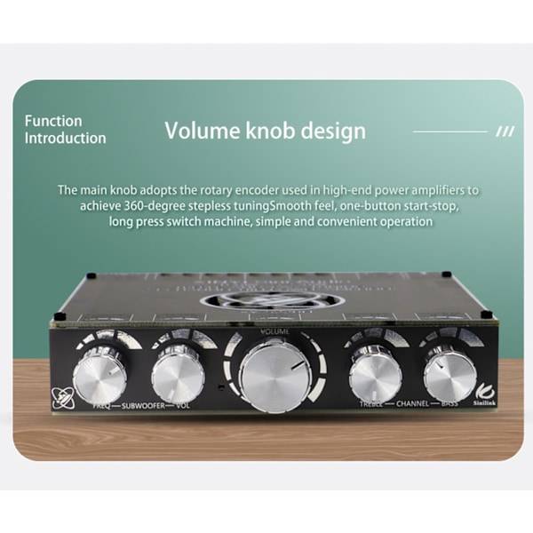 2.1-kanals TDA7498 Bluetooth-kompatibelt power 160Wx2+220W power BT, AUX,U-diskingångar