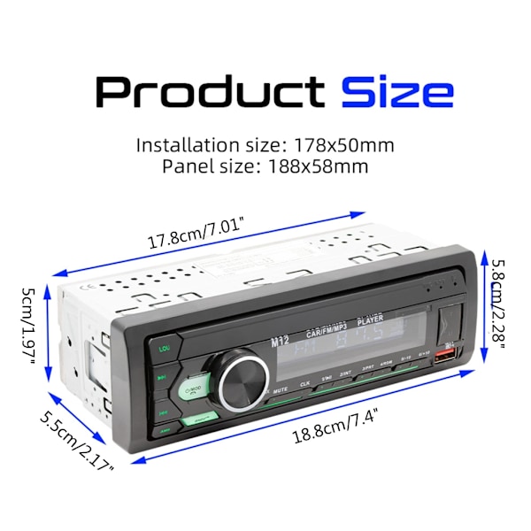 Yksittäinen DIN Bluetooth-yhteensopiva USB Digitaalinen Multimedia Autostereo