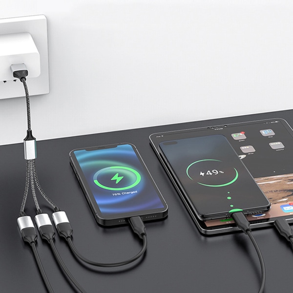 USB C Hub 3 i 1 Typ C USB2.0 Adapter Splitter med 60W power OTG-port Snabb dataöverföring och laddning 2 Type C 1 USB
