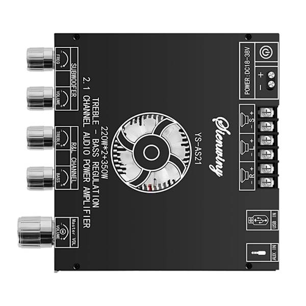 YS-AS21 2.1-kanals TPA3255 Bluetooth-kompatibel digital power Hög bas subwoofer 220WX2+350W