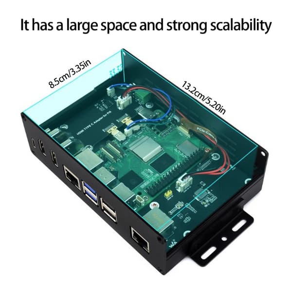 Metal Kabinet til RPi 5 Single Board Computer PCIe til Ethernet Adapter Dobbelt