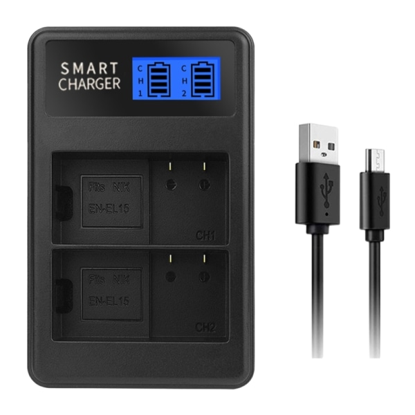 EN-EL15 Dobbelt Kanal LCD USB Oplader til D500 D600 D610 D600E D7000 D7100 D7200 D800E D810A Kamera Batterier