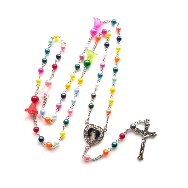 Ortodox Kyrka Krucifix för Kors Hänge Rosenkrans Halsband Kristus Bön Akryl Rosenkrans Pärlor Kedja Religiösa Smycken