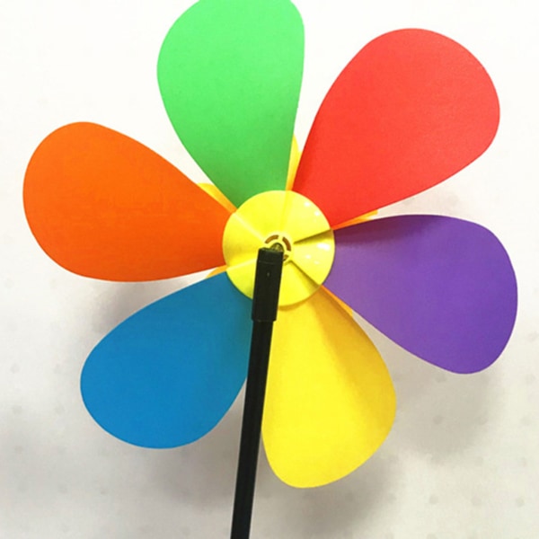 Färgglada solros väderkvarn Vindsnurra Pinwheel Trädgård Trädgård Decor Kids DIY Toy