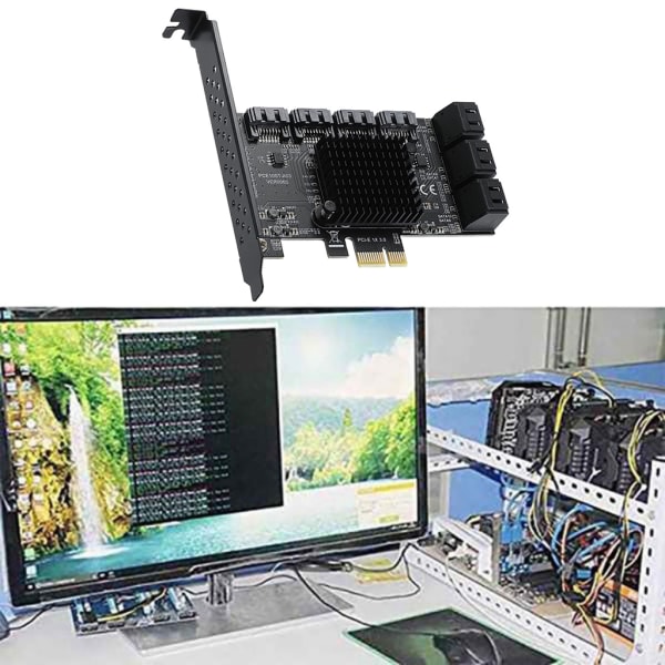 Mining Riser 10 portar PCIE SATA Card PCI för Express SATA 3.0 Controller PCIE till SATA3 expansionskort PCI E X4 X1 6Gbps X1