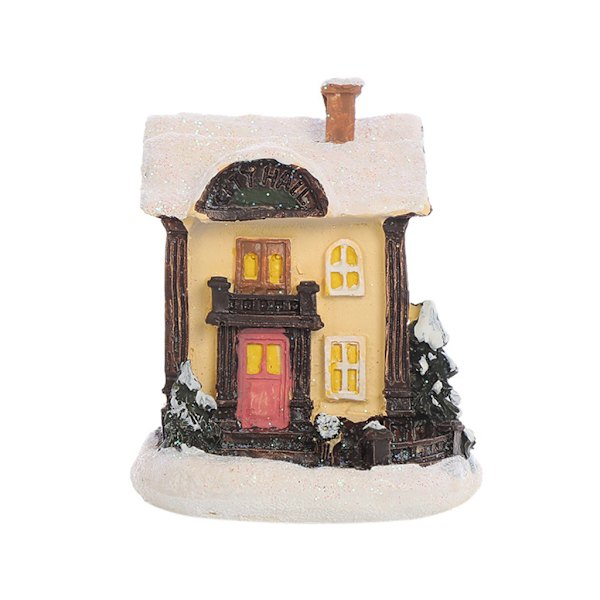 Jul LED Belyst Snöhus Harts By Scen Lysande Kyrka Figurin
