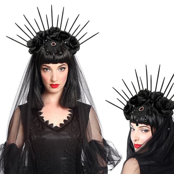 Lang slørhodebånd Halloween Dark Series Hodeplagg Lolita-stil Kronehodeplagg