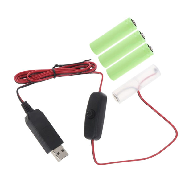2m Typ C USB till 6V AM3/LR6/AA Dummy Batteri med Strömbrytare för Fjärrkontroll Kamera Radio LED-Lampa Elektronisk Leksak