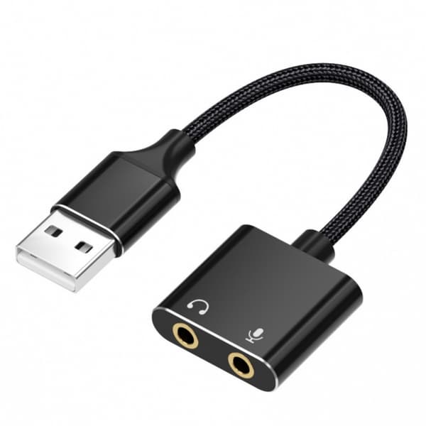 USB til 3,5 mm lydadapter Eksternt lydkort til hovedtelefon USB-lydkort