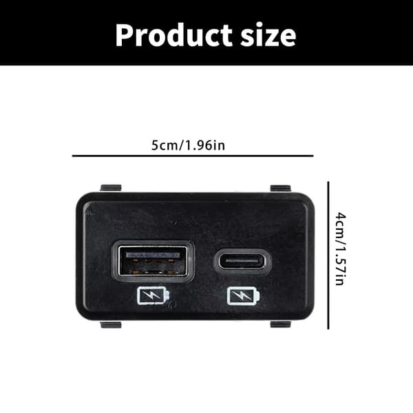 Liten USB-ladeadapter for bil, USB-ladestasjon i plast