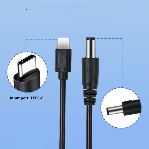 Tilpassbare spenninger USB C 5525 Strømkabelkontakter PD65W Lading 1.2M