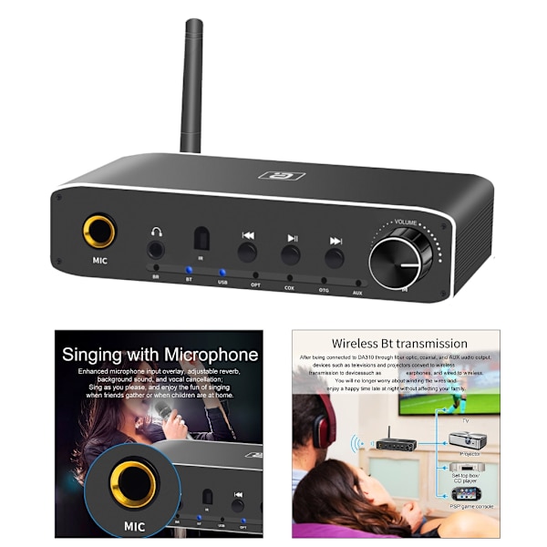 DA310 DAC Bluetooth-kompatibel 5.3 Audio Receiver Sändare Digital till Analog Conversion Player Njut av musik trådlöst EU Plug