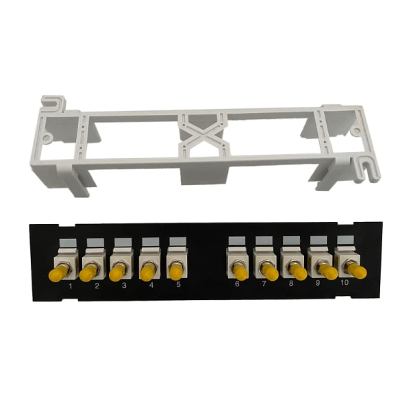 10-porters rett gjennom ST optisk fiber patchpanel RJ45 nettverkskabeladapter Jack Ethernet distribusjonsramme UTP 19\"