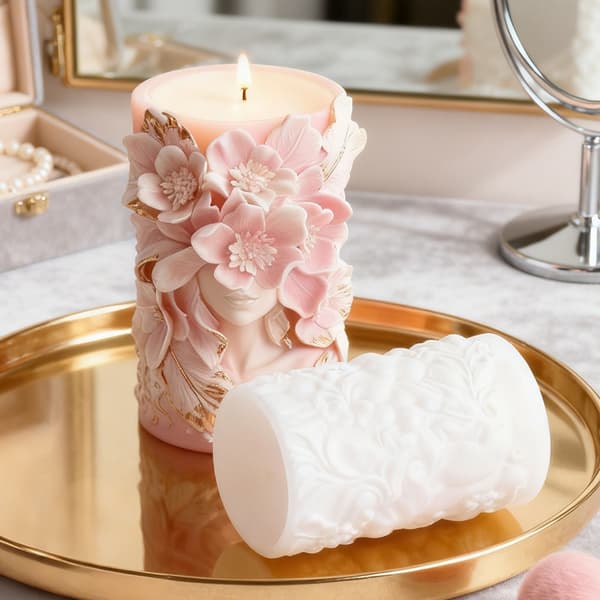 DIY Stearinlysform i Silikon med Pregede Blomstermønstre