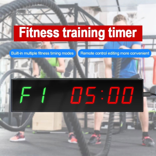 LED Digital Timer 1,5 tums skärm Fitness Training Timer Nedräkning Klocka Stoppur med fjärrkontroll för gym Fitness Training CN