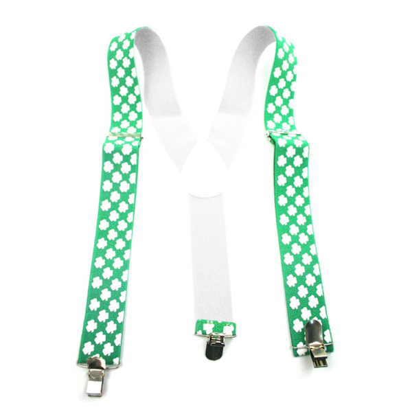 Irish Saint Patricks Day Y Rygghängslen med clips Shamrock Print Strap Bälte null - Small strap