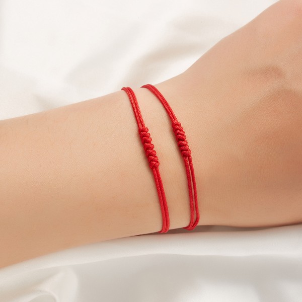 Handgjorda 7 knops rött rep armband Lycka till Amulett för framgång och välstånd Man Kvinna Ungdom Vänskap Armband C