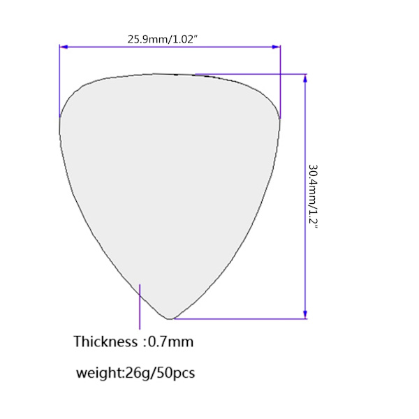 50x/ set celluloidgitarrplockar Triangelgitarrplockar 0,7 mm gitarrplockar Varma gitarrtillbehör för gitarrspelare