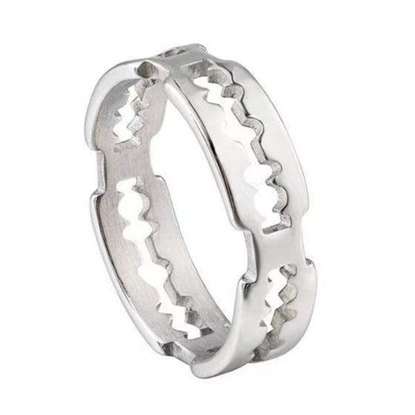 Fashion Double Edge Blade Band Ring Silver Color Statement Festliga smycken Individuell Ring för kvinnor Män Flickor Pojkar null - 8