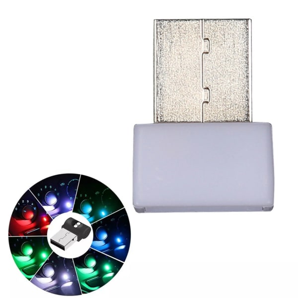 Mini USB lampa Bildekor RGB LED-ljus Atmosfärsljus Bil LED-interiörljus