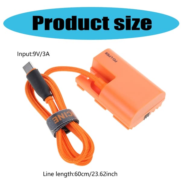 LPE6 Dummy Batteri USB C Kobler Adapterledning til R5 60D 80D 70D 90D 5DIV