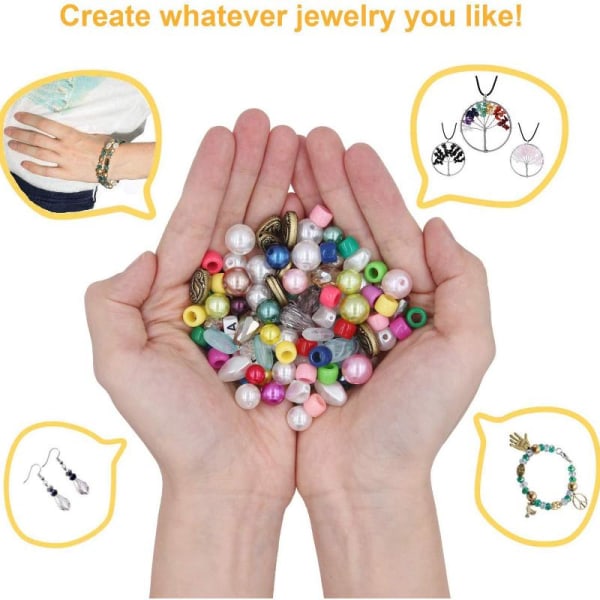 Smyckestillbehör Kit med diverse pärlor Charms fynd tråd sladd tång