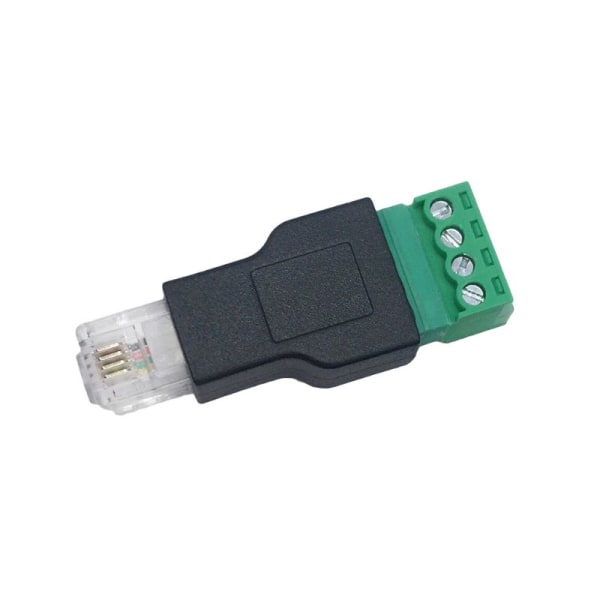 RJ11 till Skruvterminal Adapter RJ11 Hane till 4-Pin Kontakt Splitter Skärmad Terminalplugg för CCTV DVR Tillbehör