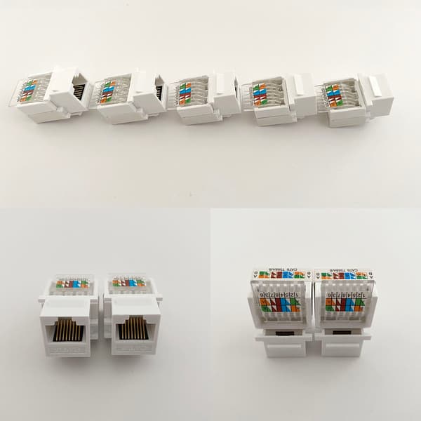 5-Pack Slim Profile CAT6 RJ45 Keystone Jack med Keystone Punch Down Stand