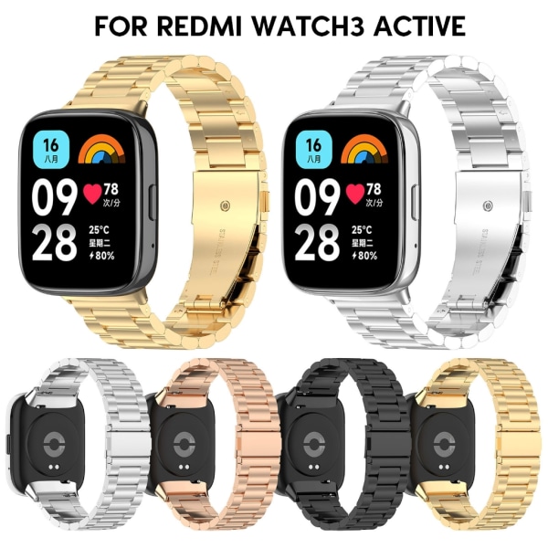 Hållbar metallarmbandsrem för Redmi Watch 3 Active/Lite Justerbar storlek Vattentät och svettbeständig Rose Gold